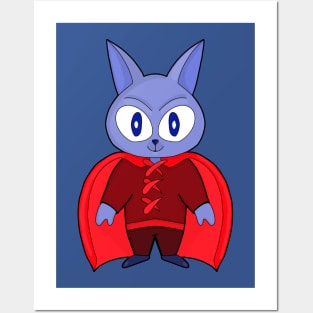 Bat with red cape Posters and Art